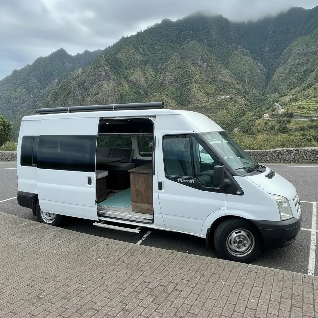 Areeiro campervan side open door Madeira