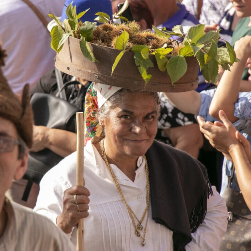 Chestnut Festival Curral das Freiras traditional costume basket