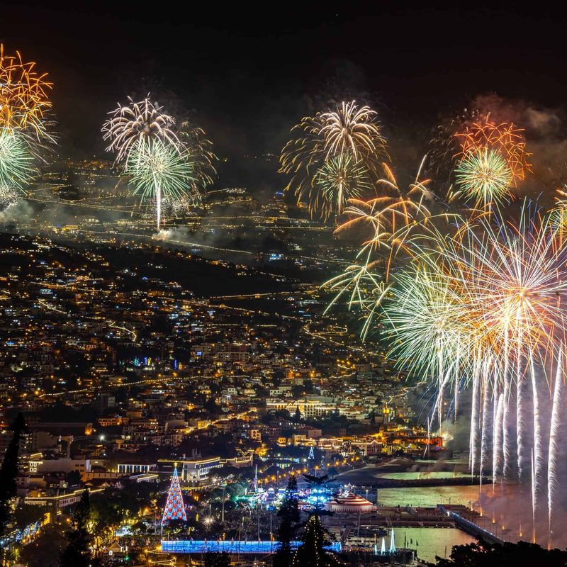 Funchal Christmas lights decorations village church Madeira December