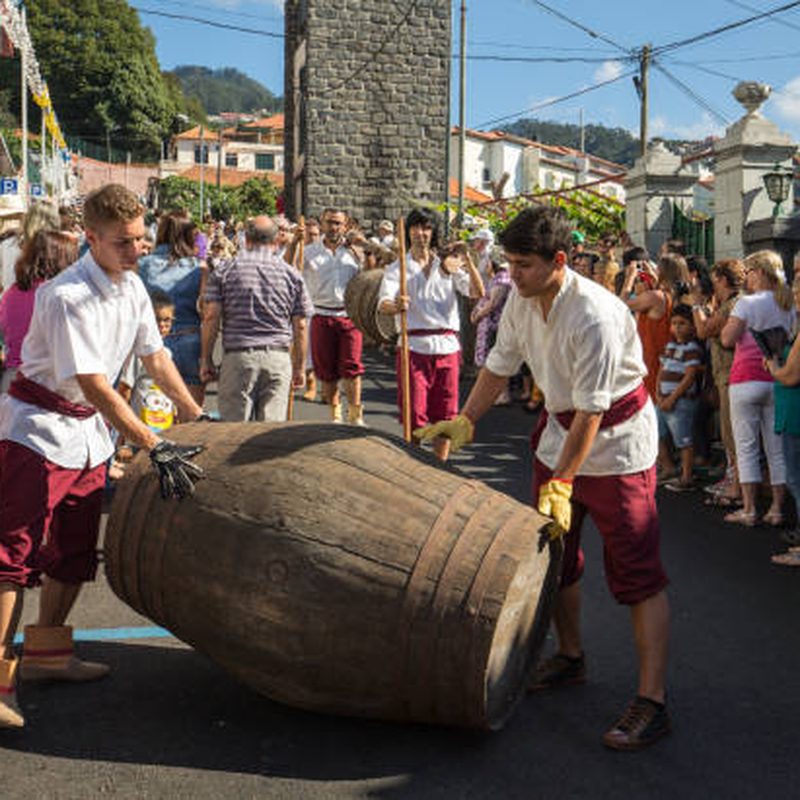 Festival do Vinho Madeira wine barrel rolling traditional costume