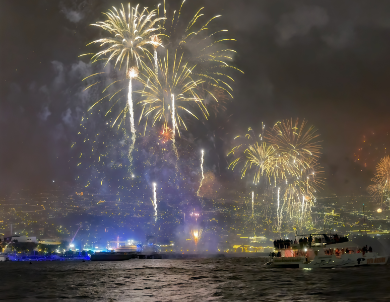 New Year fireworks Madeira yacht